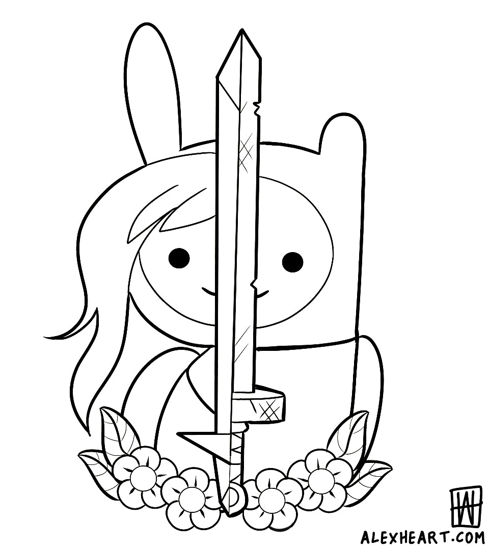 Adventure Time Finn and Fiona - cartoon tattoo design
