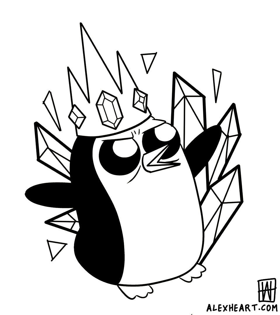 Adventure Time Gunter - cartoon tattoo design
