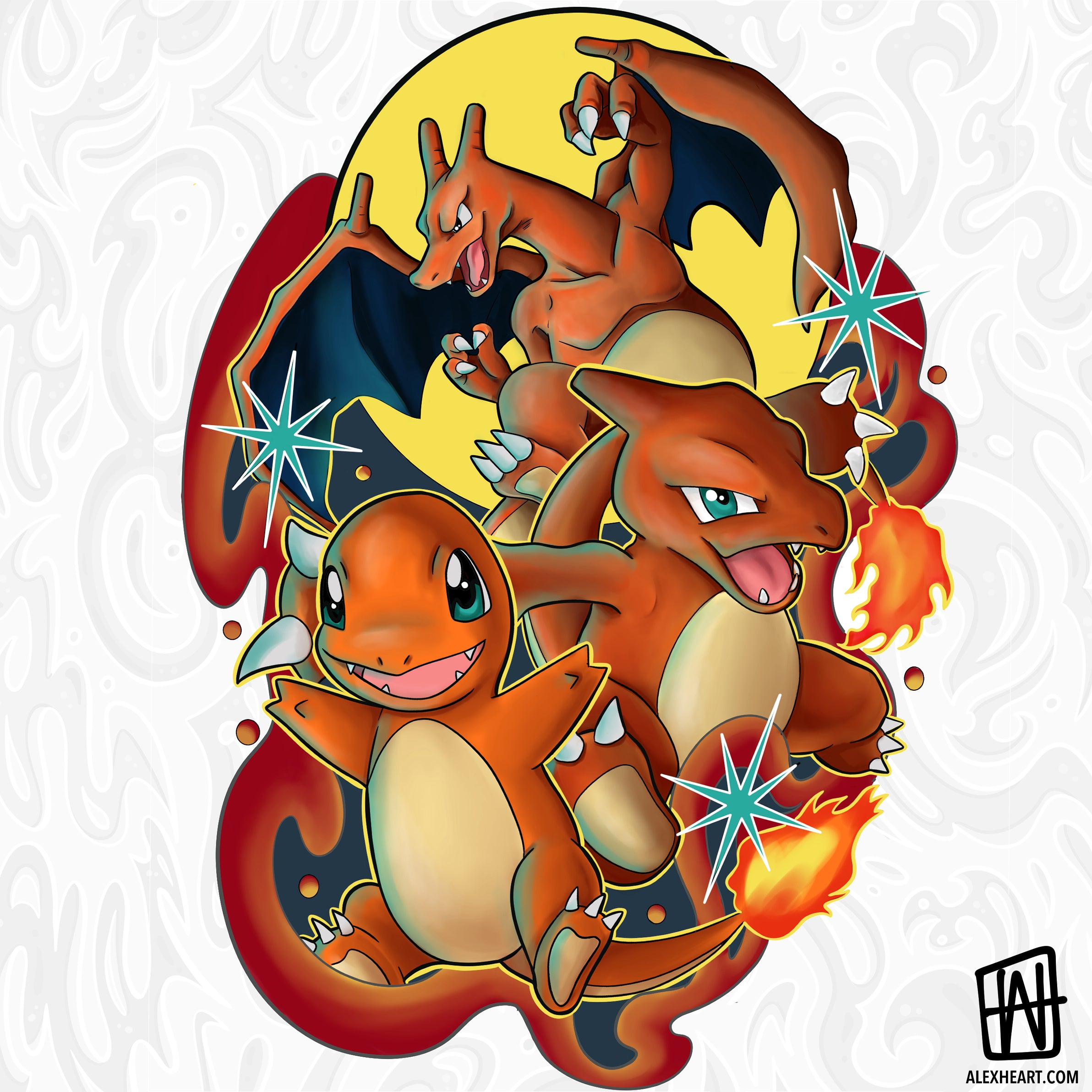 Pokemon - Charmander, Charmeleon, Charizard Evolution