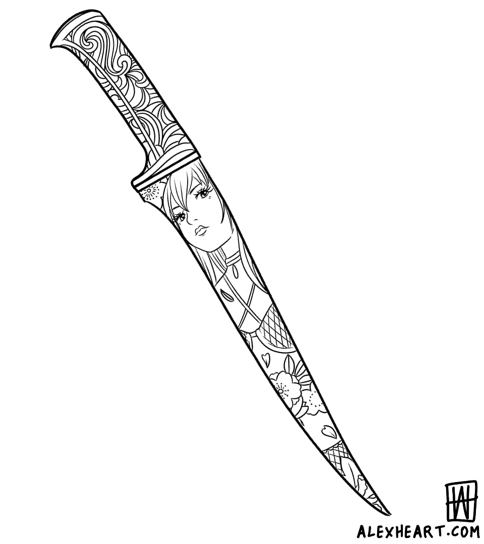 Original Blossom Girl Dagger - Neotrad tattoo design
