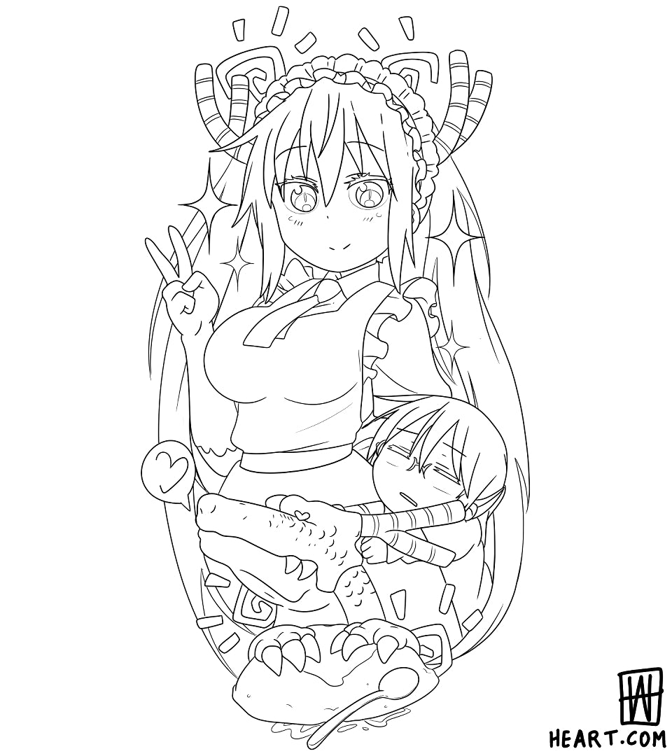 Tohru from Miss Kobayashi's Dragon Maid - Anime tattoo design