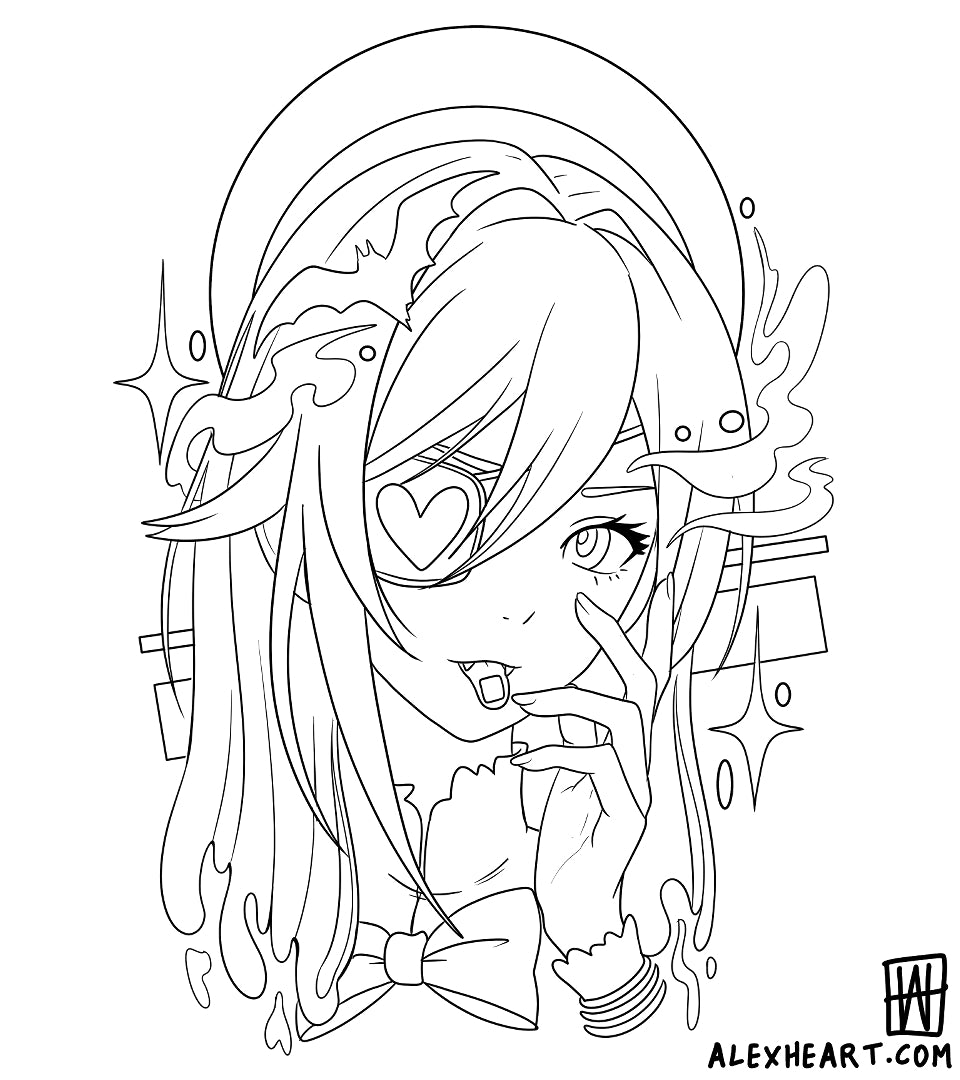 Original eyepatch girl - Neotrad Anime tattoo design