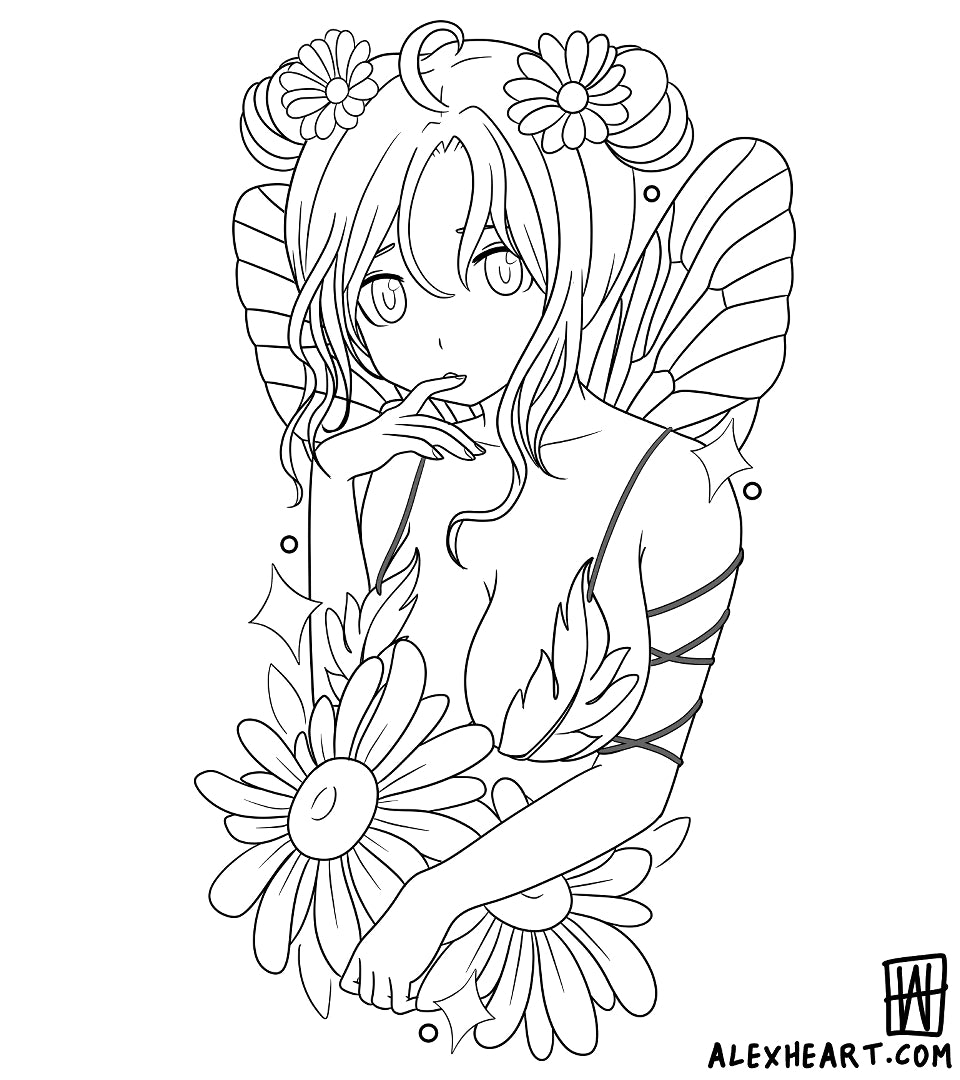 Original Fairy girl - Neotrad Anime tattoo design