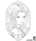 Original horned girl - Neotrad Anime tattoo design