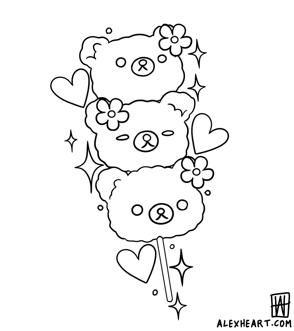 Kawaii bear rice stick - Kawaii tattoo design