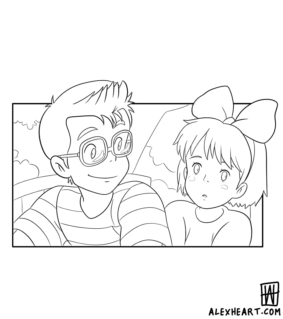 Kiki and Tombo from Kiki's Delivery Service - Anime tattoo design