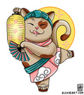 Lantern Cat - neotrad tattoo design