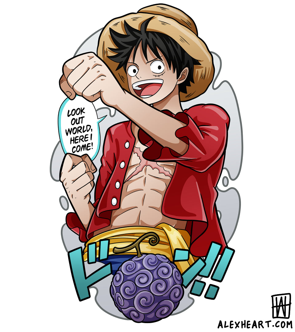 Luffy from One Piece with Devil Fruit - Anime tattoo design
