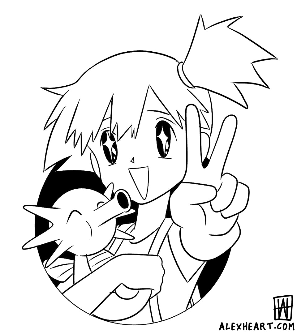 Misty from Pokemon with Horsea - Anime tattoo design