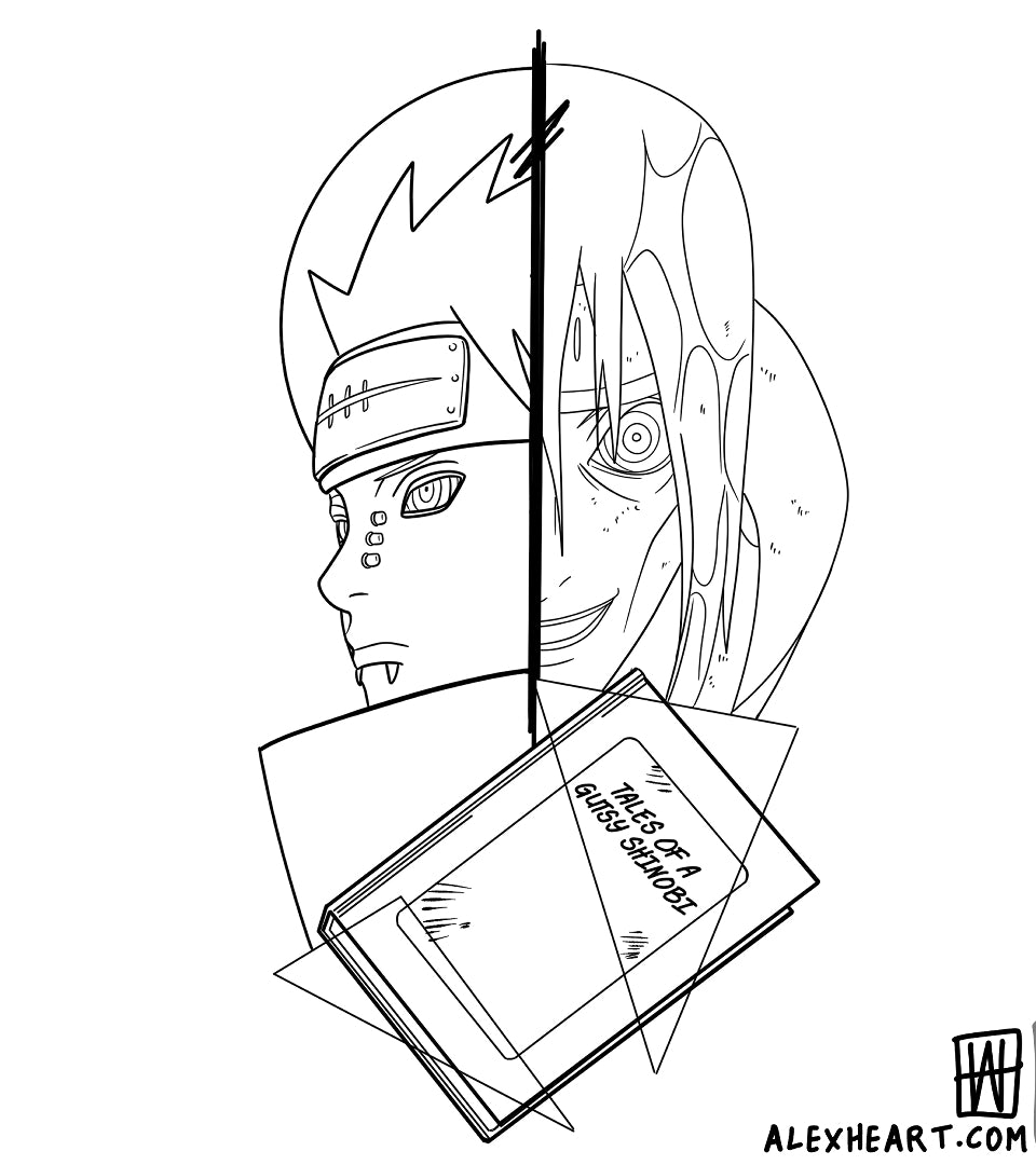 Pain Nagato from Naruto - Anime tattoo design