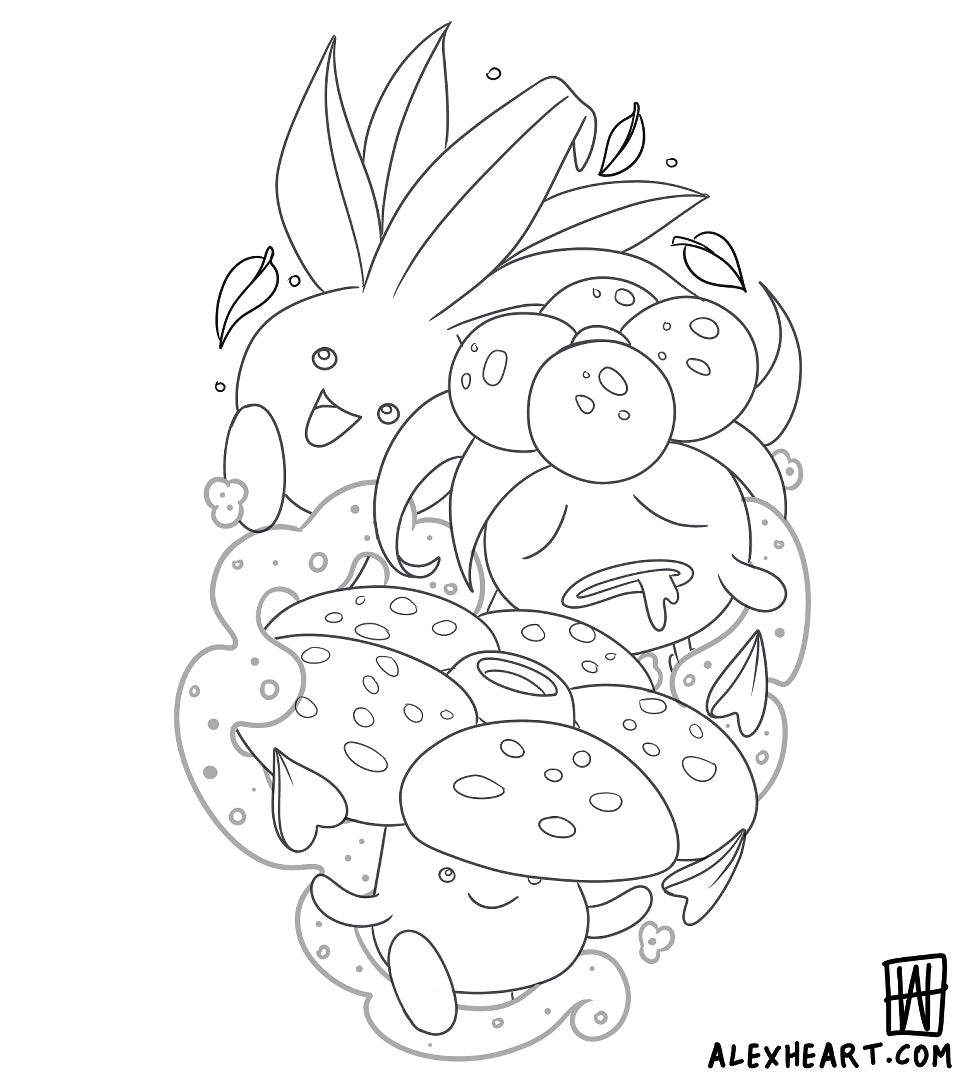 Oddish Evolutions from Pokemon - Anime tattoo design