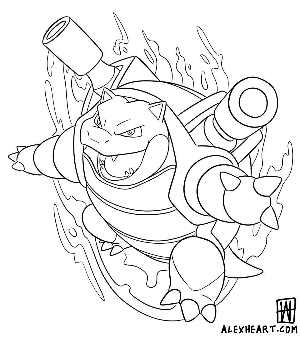 Blastoise from Pokemon - Anime tattoo design